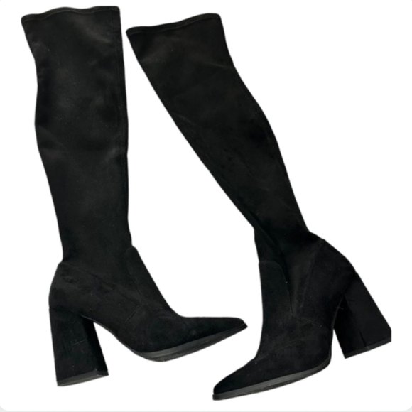 Steve Madden TAVA Black OTK Boots Over Knee Suede 6M NEW - Picture 2 of 15